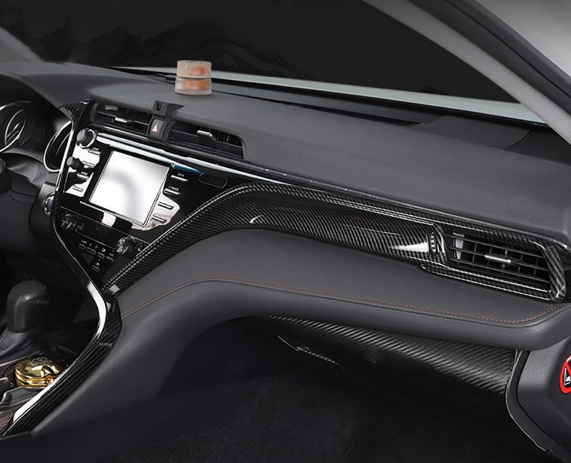 Kadore Interior Front Center Console Strips Trim Molding Cover for Toyota Camry 2018 2019 2020 2021 2022 2023 2024 Carbon Fiber Color LHD 2-pc - Image 3